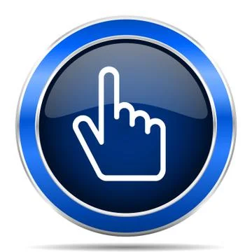 Cursor hand vector icon. Modern design blue silver metallic glossy web and mo Stock Illustration