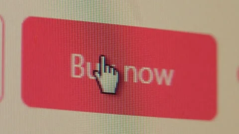 The cursor hovers over the virtual button on the Buy it NOW display. Stock Footage 142801063