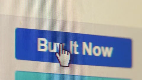 The cursor hovers over the virtual button on the Buy it NOW display. Stock Footage 142801194