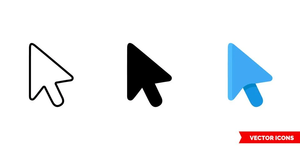 Cursor icon of 3 types. Isolated vector sign symbol. Stock Illustration