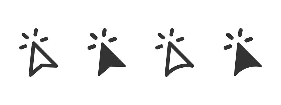 Cursor icon. Arrow pointer with click rays vector illustration. Used for we.. Stockillustratie