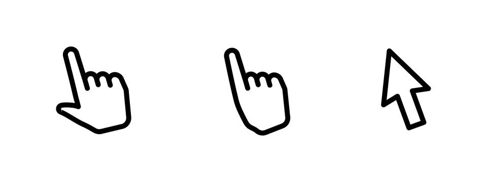 Cursor icon set. Finger pointer pictogram. Arrow symbol. Hand icon. Web or .. Stock Illustration