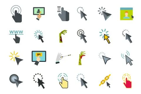 Cursor icon set, flat style Stock Illustration