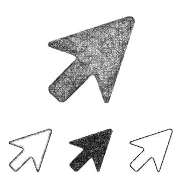 Cursor icon set - sketch line art Illustrazione stock