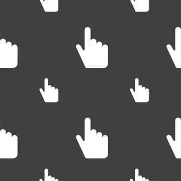 Cursor icon sign. Seamless pattern on a gray background. Vector 스톡 일러스트