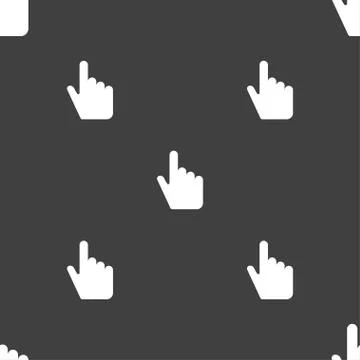 Cursor icon sign. Seamless pattern on a gray background. Vector 스톡 일러스트
