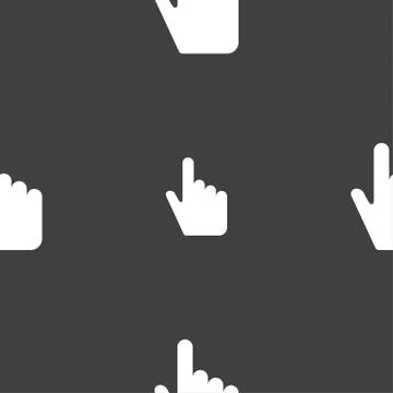 Cursor icon sign. Seamless pattern on a gray background. Vector Stock Illustration