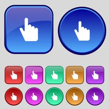 Cursor icon sign. A set of twelve vintage buttons for your design. Vector Illustrazione stock
