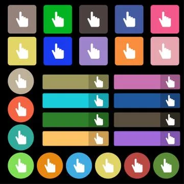Cursor icon sign. Set from twenty seven multicolored flat buttons. Vector Illustrazione stock