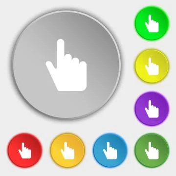 Cursor icon sign. Symbol on five flat buttons. Stock Illustration