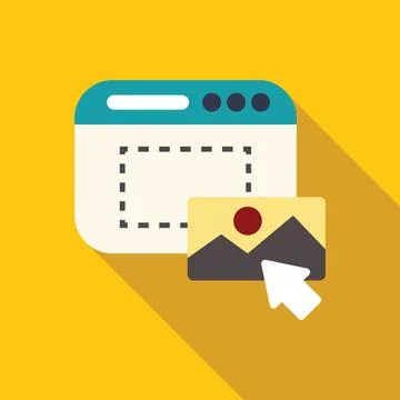 Cursor inserting image into web page layout with dashed lines Stock-Illustration