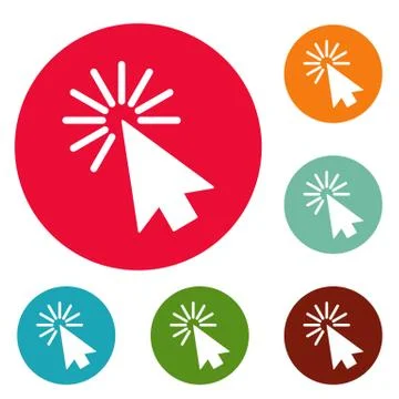 Cursor interface element icons circle set 스톡 일러스트