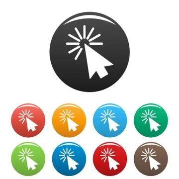 Cursor interface element icons set color vector Ilustração Stock