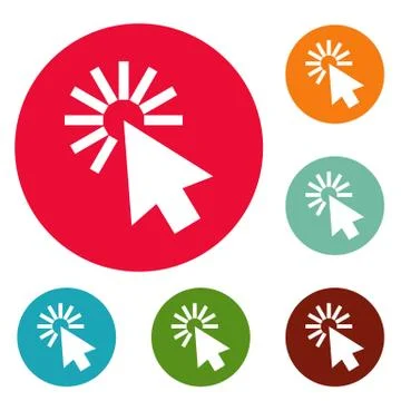 Cursor interface icons circle set vector Ilustração Stock
