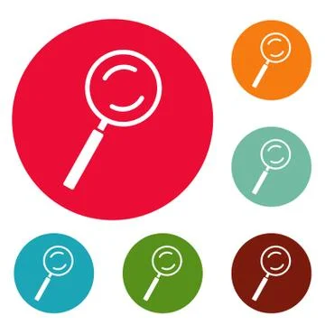 Cursor magnifier element icons circle set vector 스톡 일러스트