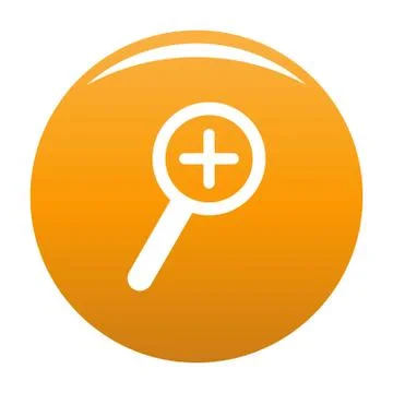 Cursor magnifier plus icon vector orange Stock Illustration