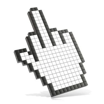 Cursor middle finger. 3D Cursor middle finger. 3D render illustration isol... Foto stock