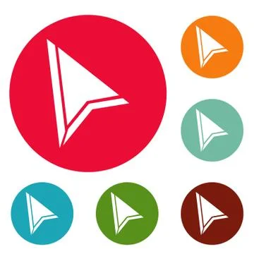 Cursor mouse element icons circle set Illustrazione stock