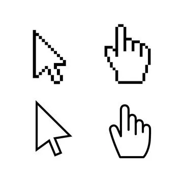 Cursor mouse hand icon. Cursor pixel pointer arrow. vector web finger click icon Illustrazione stock