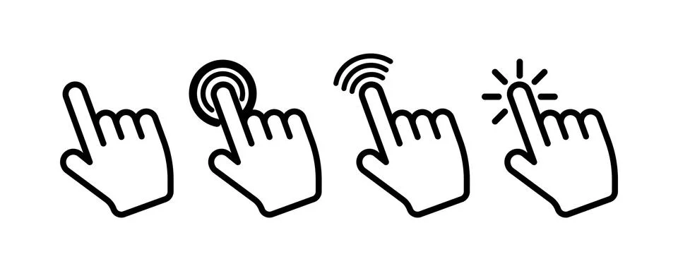 Cursor mouse icon set on white background. Click here icons. Vector illustrat 库存插图