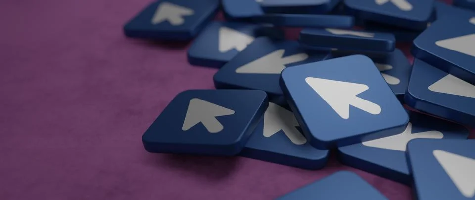 Cursor Mouse Pointer Symbol Icon on Tiles 3D Illustration 스톡 일러스트