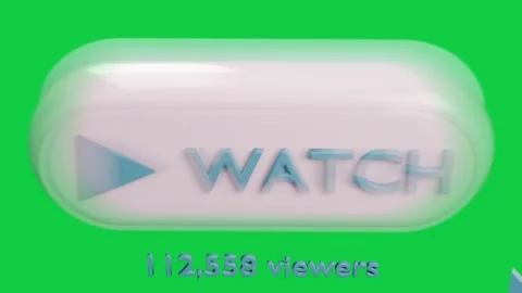Cursor moving and clicking 3D WATCH button on transparent bg flashing updating Stock Footage 339197910