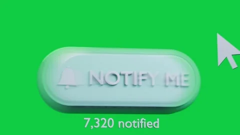 Cursor moving right, NOTIFY ME pill scaling, rippling, minting, updating counter Stock Footage 339197895