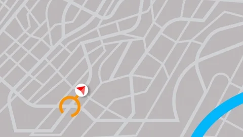 The cursor of the navigator leads on the specified route on the map Stock Footage 113541475