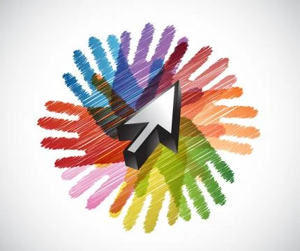 Cursor over a color hands diversity concept Illustrazione stock