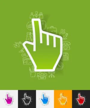 Cursor paper sticker with hand drawn elements 스톡 일러스트