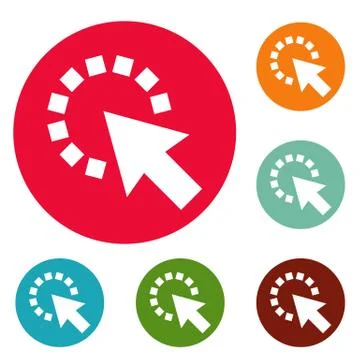 Cursor pixel icons circle set Stock Illustration