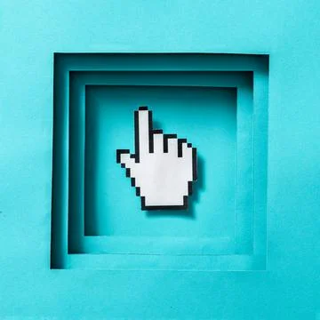 Cursor pixel mouse finger in the frame. Minimal concept symbol of computer イラスト素材