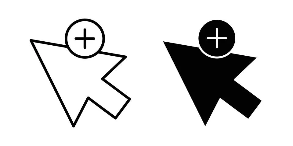 Cursor plus icon symbol. Flat and Stroke Vector illustration Stockillustratie