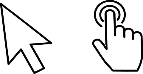 Cursor pointer and hand icon for touch screen interaction, digital click, n.. Stock Illustration