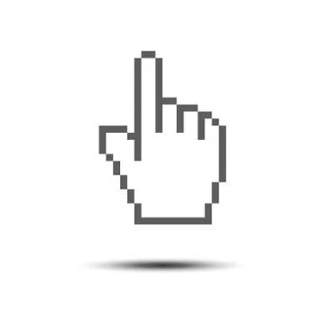 Cursor Pointer Icon Template. Click Finger Pixel Illustration Design. Illustrazione stock