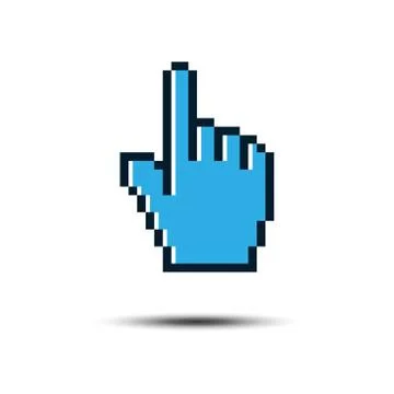 Cursor Pointer Icon Template. Click Finger Pixel Illustration Design. Illustrazione stock
