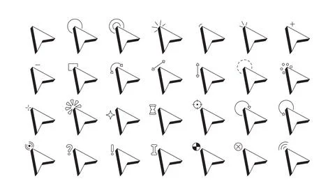 Cursor pointer modern black and white UI element set イラスト素材