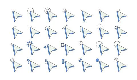 Cursor pointer neubrutalism UI overlay element set 스톡 일러스트