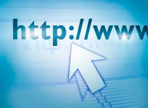 Cursor pointing at http://www text in browser 스톡 사진