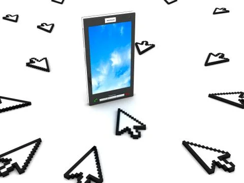 Cursor points to the smartphone Stock Illustration