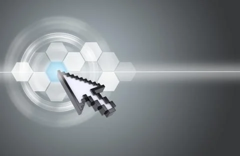 Cursor pressing on virtual grey screen Illustrazione stock