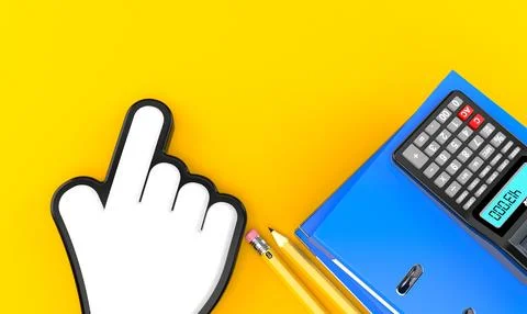 Cursor with ring binders and calculator Stock Illustration
