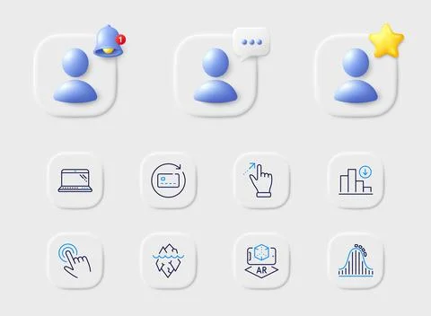 Cursor, Roller coaster and Iceberg line icons. For web app, printing. Vector 스톡 일러스트