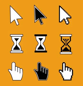 Cursor set - mouse hand arrow hourglass. Vector illustration Illustrazione stock