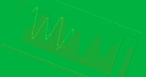 Cursor sliding right causing zoom orange peaks zooming yellow trace scanning for Stock Footage 327337975