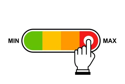 The cursor switches the slider to the maximum mode. Stock Illustration