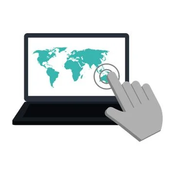 Cursor touching laptop screen Illustrazione stock