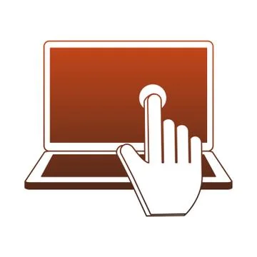 Cursor touching laptop screen red lines Illustrazione stock