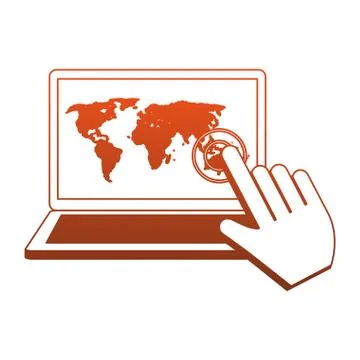 Cursor touching laptop screen red lines Stock Illustration