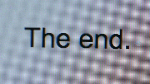 Cursor Typing Out The Words The End Flashing Cursor On Computer Screen Bright Stock Footage 123064346